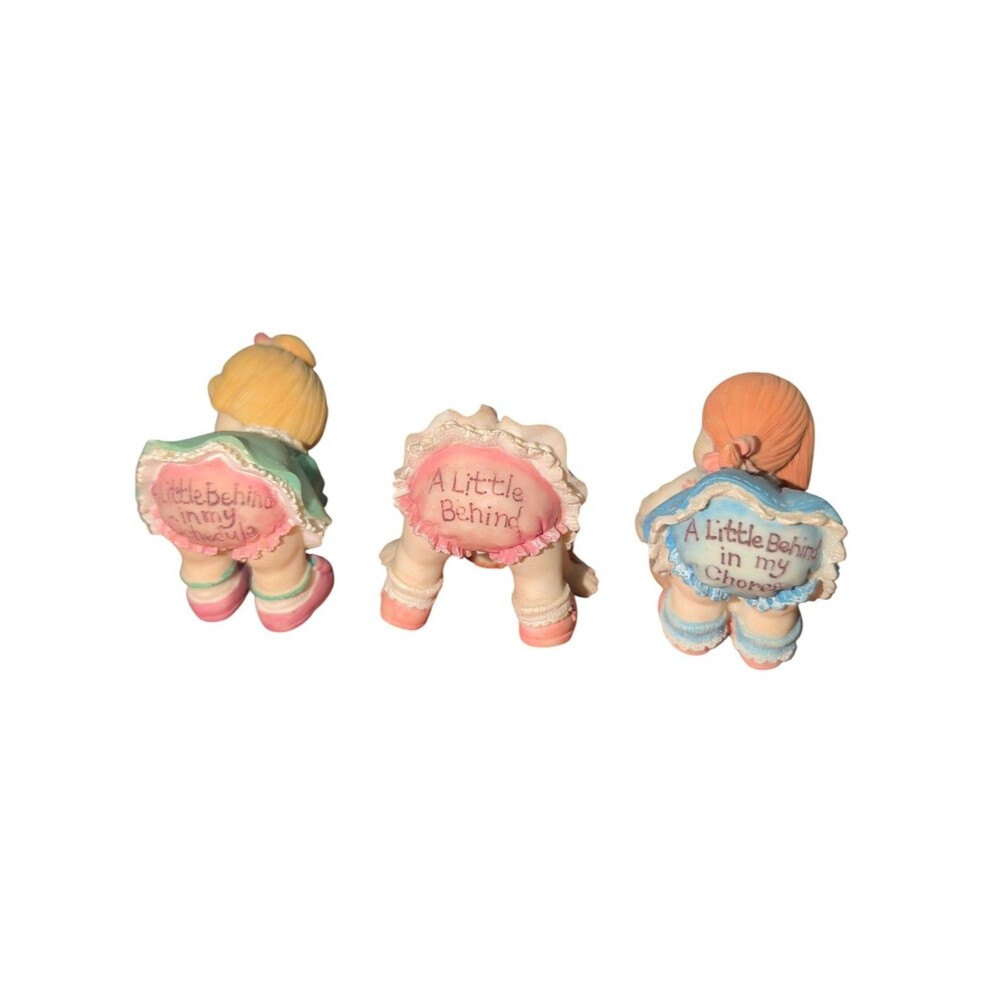 Lot Of 3 Vintage Retired 1994 Enesco "A Little Behind Girl Figurine's "